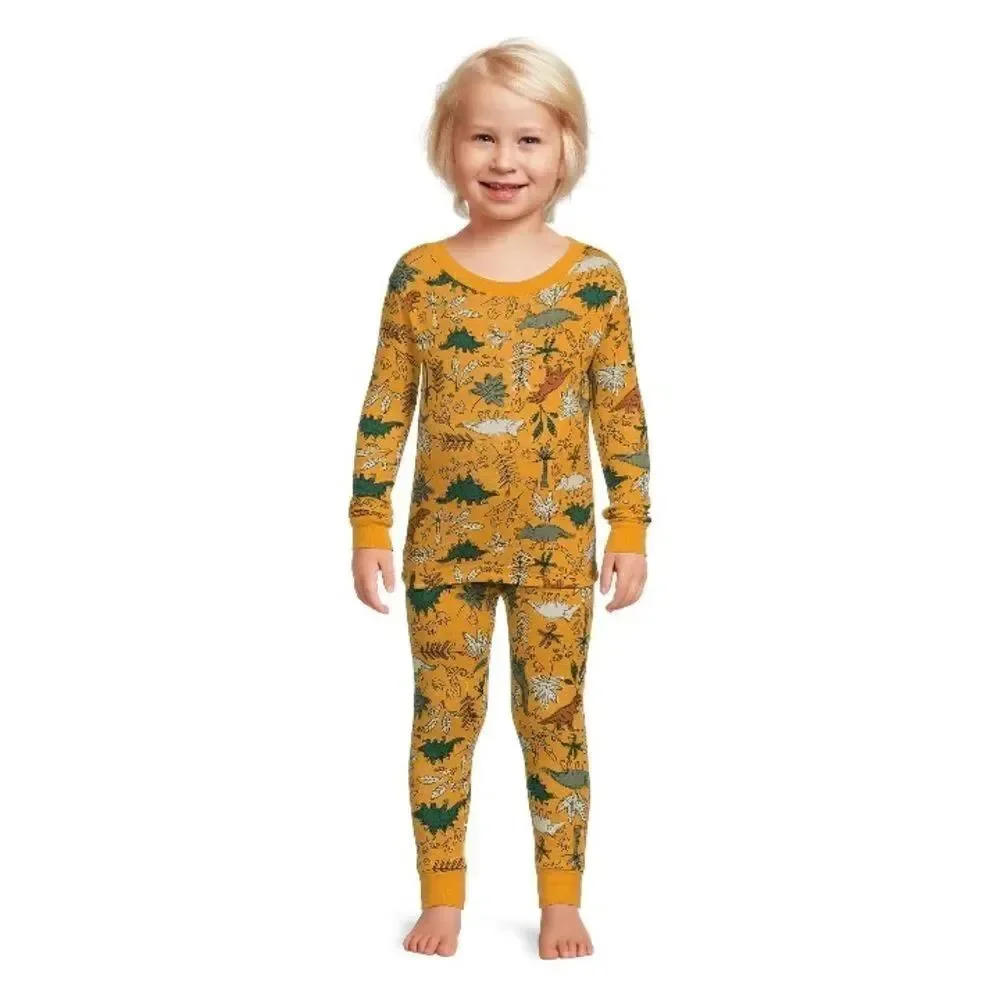 Dinosaur & Spaceship Cotton Long Sleeve Tight Fit Pajamas 2, 2-Pc Sets Size 12 M